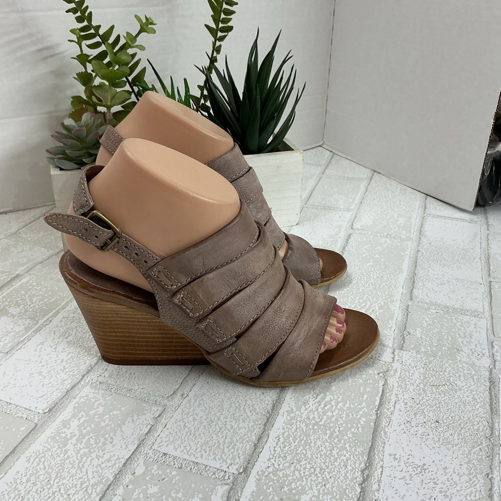 Miz Mooz Taupe Wedge Sandals